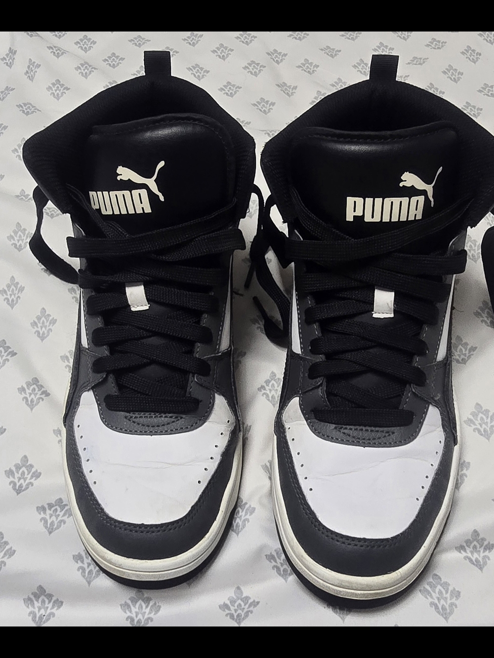 PUMA Rebound LayUp Mid Black Gray White High Top Sneakers Men's US 9
